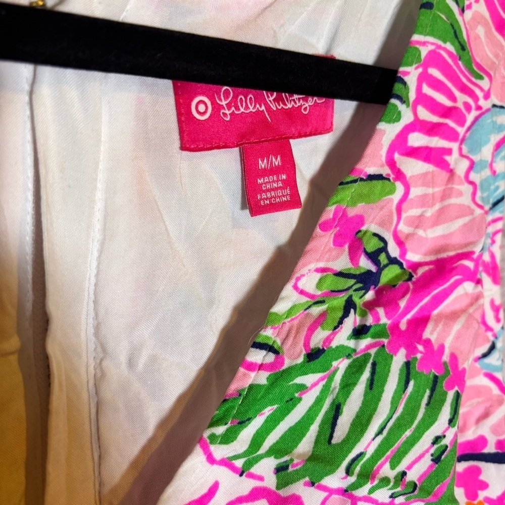 Lilly Pulitzer Zip up Floral Sleeveless Tropical Fit and Flare Tank top Medium - Picture 6 of 8